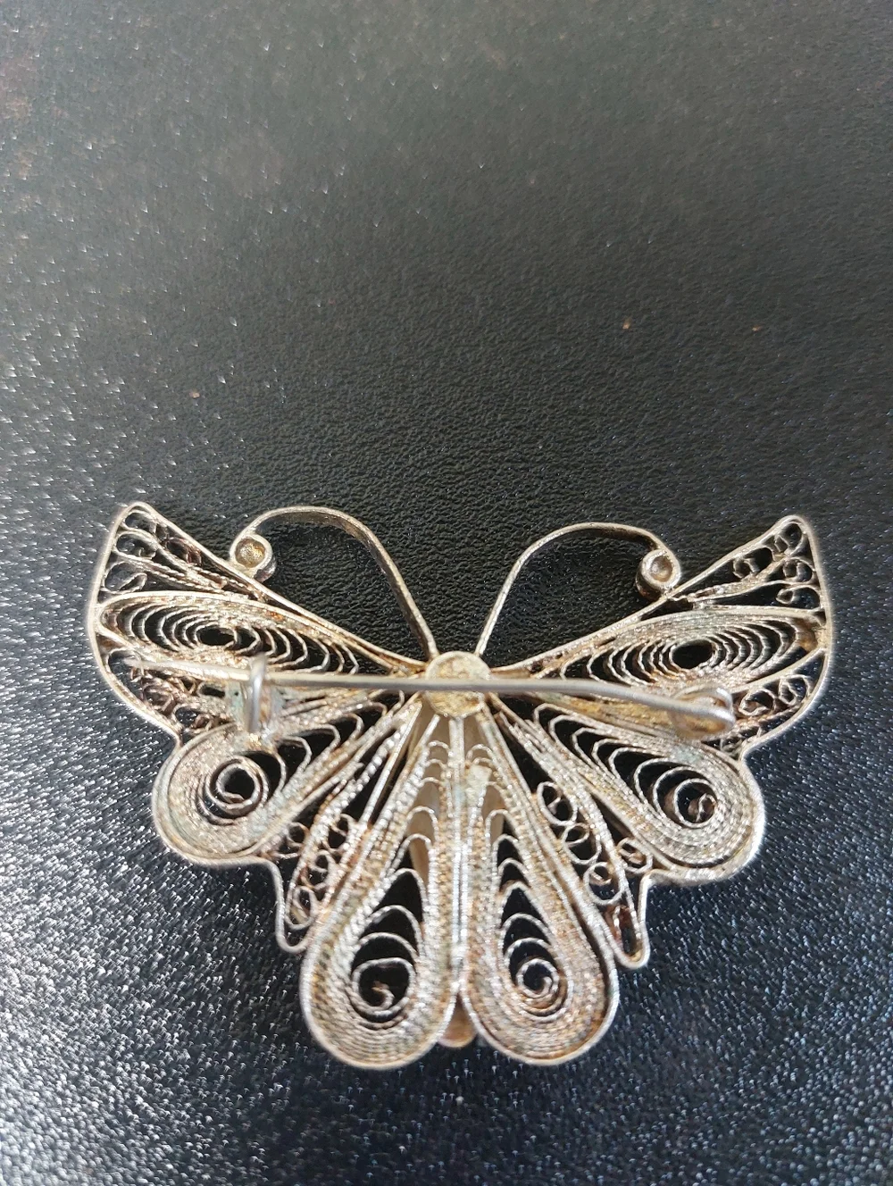 Vintage Spun Silver Filigree Butterfly 2.25